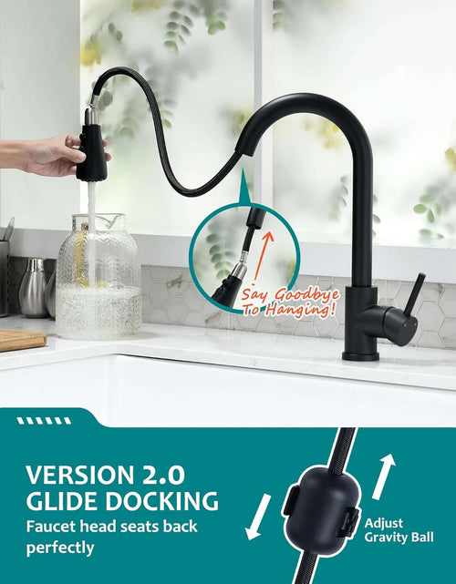 Load image into Gallery viewer, Black Kitchen Faucet with Pull down Sprayer for RV Sink,  Kitchen Sink Faucet Stainless Steel Laundry Single Handle Pull Out Kitchen Faucets Matte Black, Grifo Para Fregaderos De Cocina
