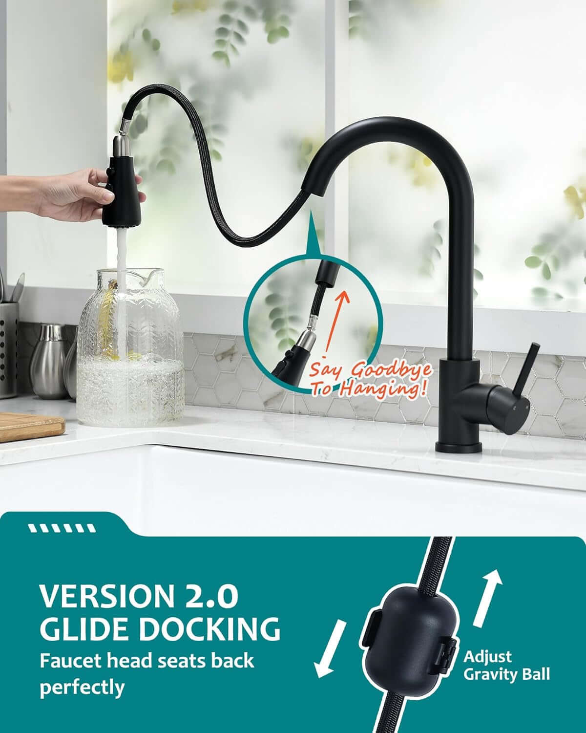 Black Kitchen Faucet with Pull down Sprayer for RV Sink,  Kitchen Sink Faucet Stainless Steel Laundry Single Handle Pull Out Kitchen Faucets Matte Black, Grifo Para Fregaderos De Cocina