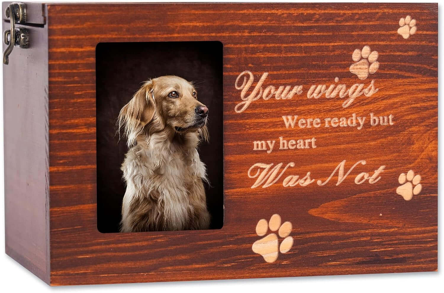 BZTSGJ Pet Urns for Dogs Cats Ashes, Loss Pet Memorial Remembrance Gift, Personalized Photo Frame Urns Wooden Pet Memorial Keepsake Cat Dog Memory Box with Black Flannel as Lining (118 Cubic Inches)