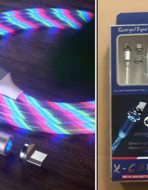 Load image into Gallery viewer, Magnetic Charging Cable Streamer Fast Charging Cable Lighting Micro USB Cable LED Magnet Charger Type-C Cable
