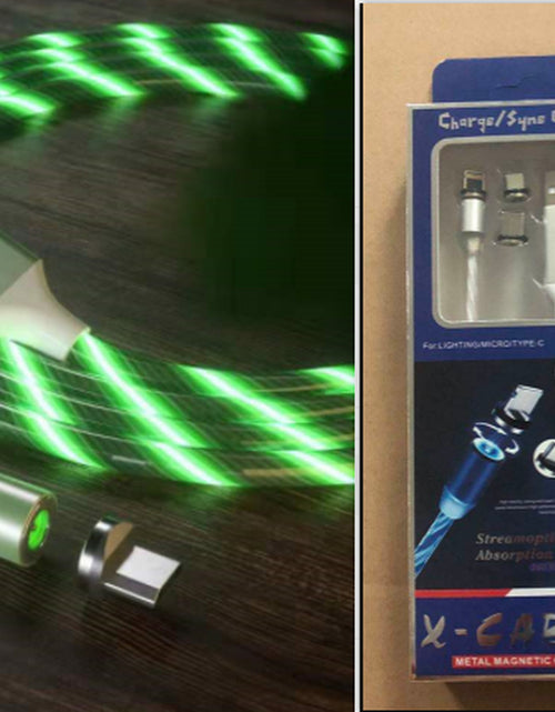 Load image into Gallery viewer, Magnetic Charging Cable Streamer Fast Charging Cable Lighting Micro USB Cable LED Magnet Charger Type-C Cable
