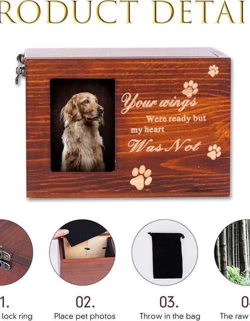 Load image into Gallery viewer, BZTSGJ Pet Urns for Dogs Cats Ashes, Loss Pet Memorial Remembrance Gift, Personalized Photo Frame Urns Wooden Pet Memorial Keepsake Cat Dog Memory Box with Black Flannel as Lining (118 Cubic Inches)
