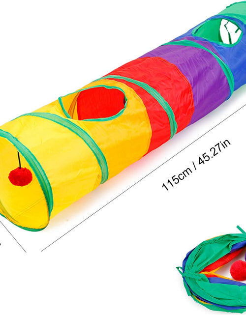 Load image into Gallery viewer, 24Pcs Cat Toys Kitten Interactive Pet Toys Assortments, Foldable Rainbow S-Tunnel, Cat Feather Teaser, Wand Interactive Feather Toy, Fluffy Mouse, Crinkle Balls, Bell Play for Cat, Puppy, Kitty, Kitten
