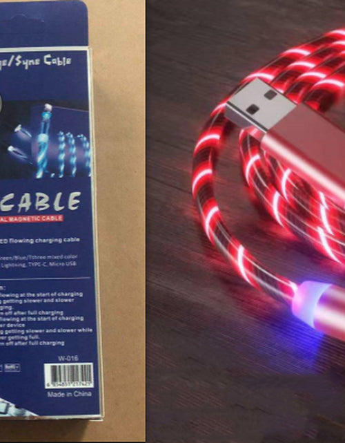 Load image into Gallery viewer, Magnetic Charging Cable Streamer Fast Charging Cable Lighting Micro USB Cable LED Magnet Charger Type-C Cable
