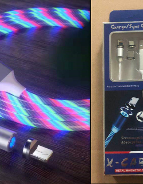 Load image into Gallery viewer, Magnetic Charging Cable Streamer Fast Charging Cable Lighting Micro USB Cable LED Magnet Charger Type-C Cable
