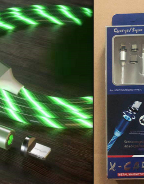 Load image into Gallery viewer, Magnetic Charging Cable Streamer Fast Charging Cable Lighting Micro USB Cable LED Magnet Charger Type-C Cable
