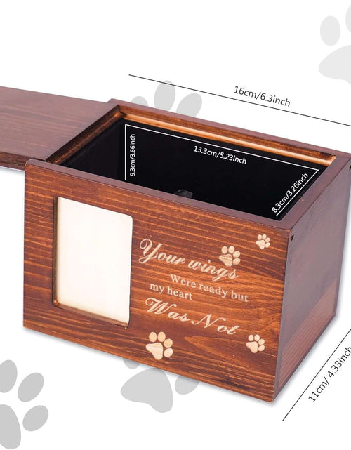 Load image into Gallery viewer, BZTSGJ Pet Urns for Dogs Cats Ashes, Loss Pet Memorial Remembrance Gift, Personalized Photo Frame Urns Wooden Pet Memorial Keepsake Cat Dog Memory Box with Black Flannel as Lining (118 Cubic Inches)
