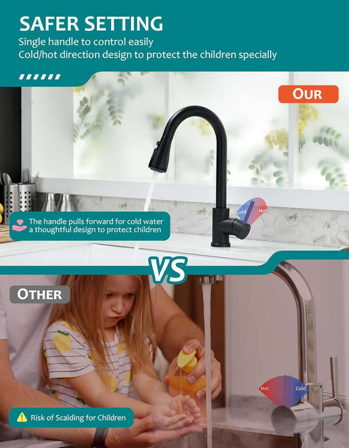 Load image into Gallery viewer, Black Kitchen Faucet with Pull down Sprayer for RV Sink,  Kitchen Sink Faucet Stainless Steel Laundry Single Handle Pull Out Kitchen Faucets Matte Black, Grifo Para Fregaderos De Cocina
