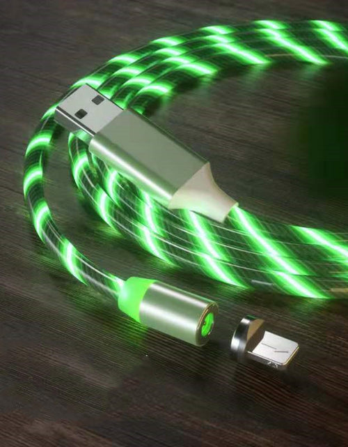 Load image into Gallery viewer, Magnetic Charging Cable Streamer Fast Charging Cable Lighting Micro USB Cable LED Magnet Charger Type-C Cable
