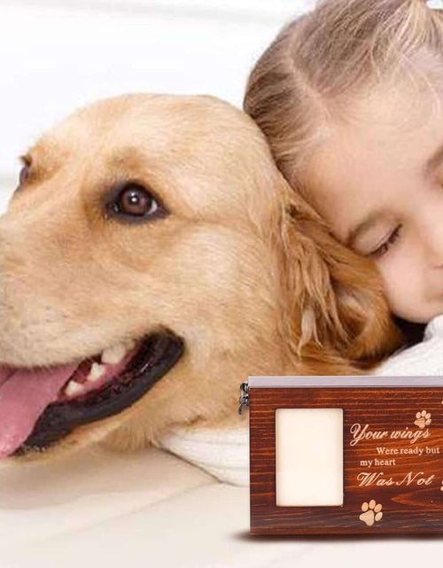 Load image into Gallery viewer, BZTSGJ Pet Urns for Dogs Cats Ashes, Loss Pet Memorial Remembrance Gift, Personalized Photo Frame Urns Wooden Pet Memorial Keepsake Cat Dog Memory Box with Black Flannel as Lining (118 Cubic Inches)
