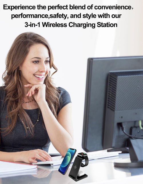 Load image into Gallery viewer, Wireless Charger Stand Dock 3 in 1 Fast Qi Wireless Charging Station for Multiple Devices Apple Watch Ultra/8/7/6/Se/5/4/3/2,Airpods Pro 2,Iphone 15/15 Plus/15 Pro Max/14/13/12/11/X/Pixel 7/Pixel 6
