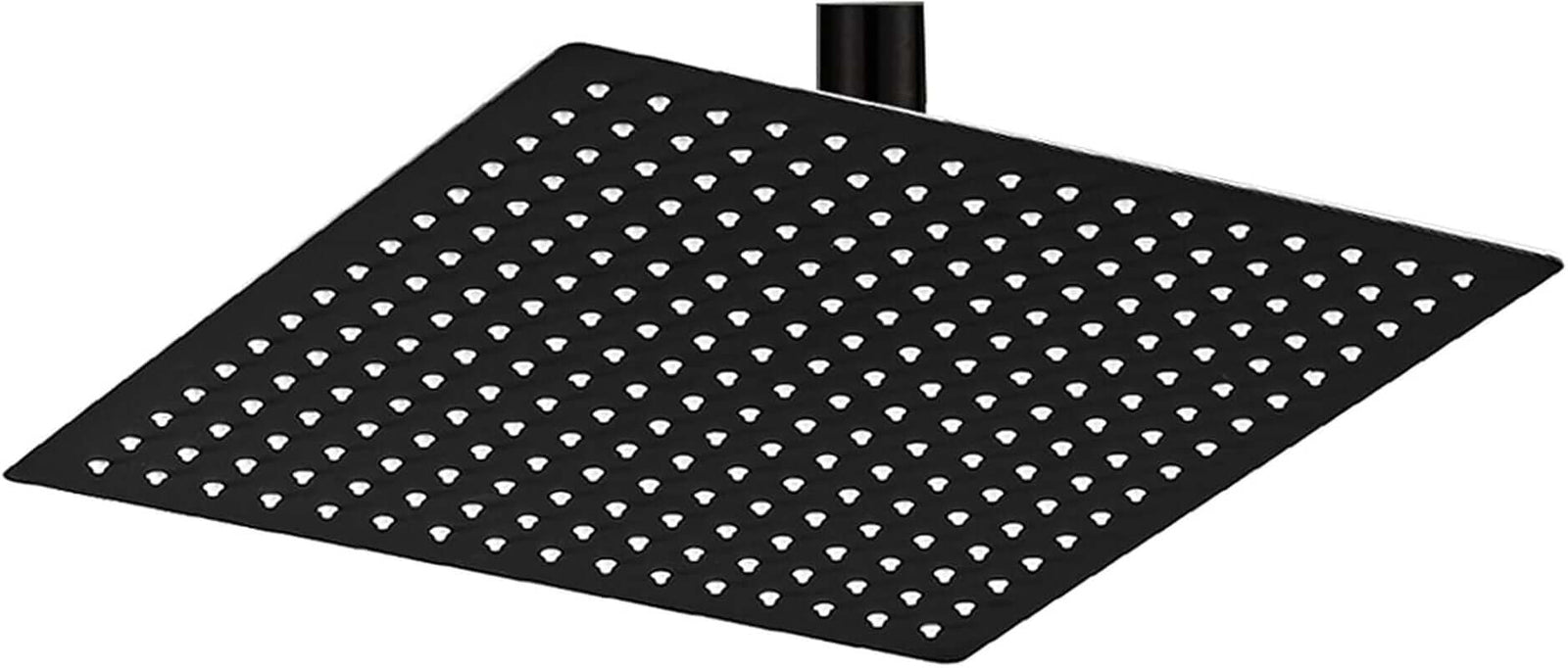 12 Inch Rain Shower Head, 12" Square Rainfall & High Pressure Stainless Steel Bath Showerhead, 1/16" Ultra Thin, Waterfall Full Body Coverage with Silicone Nozzle, Matte Black Finish