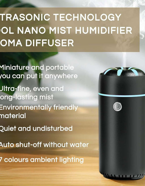 Load image into Gallery viewer, Car Humidifier Diffuser - Smart Cool Mist Air Freshener for Essential Oils - USB for Car, Home, Office, Bedroom (Black)
