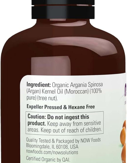 Load image into Gallery viewer, Solutions, Organic Argan Oil, Certified Organic and 100% Pure, &quot;Gold of Morocco&quot; Multi-Purpose Oil, 2-Ounce
