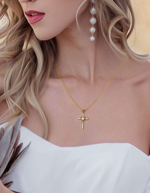 Load image into Gallery viewer, 925 Sterling Silver Cross Necklace for Women Men 5A CZ Birthstone Necklaces 14K Gold Plated or Rose Gold Necklace for Easter or Mother&#39;S Day
