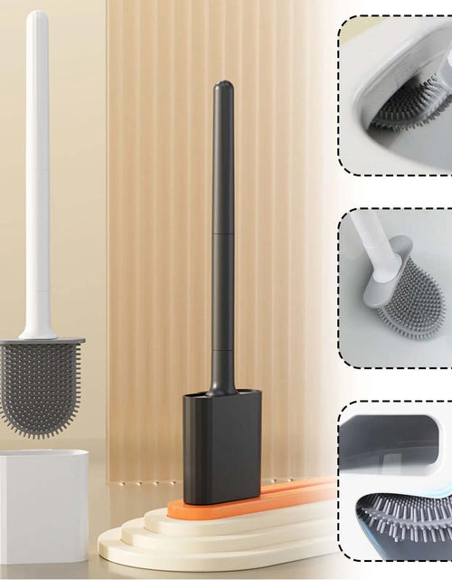 Load image into Gallery viewer, Silicone Toilet Brush with Holder Wall-Mounted Toilet Cleaning Brush Rubber Bristle Toilet Cleaner Brushes Bathroom Accessories
