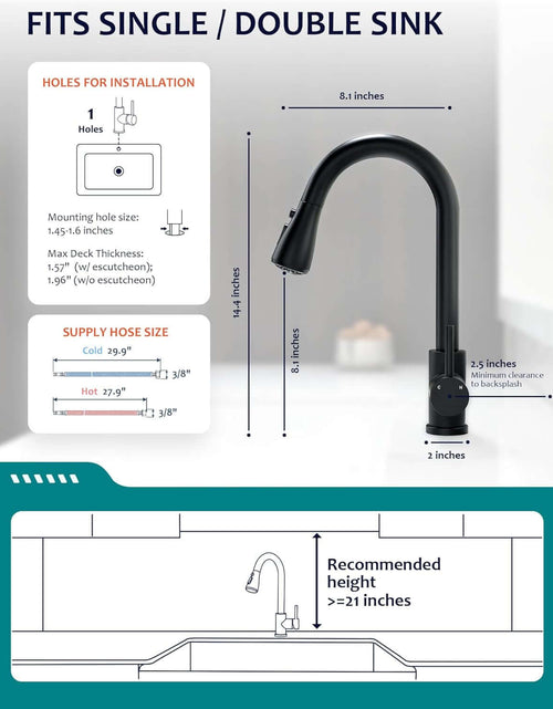 Load image into Gallery viewer, Black Kitchen Faucet with Pull down Sprayer for RV Sink,  Kitchen Sink Faucet Stainless Steel Laundry Single Handle Pull Out Kitchen Faucets Matte Black, Grifo Para Fregaderos De Cocina
