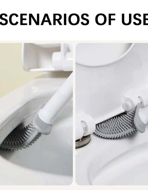 Load image into Gallery viewer, Silicone Toilet Brush with Holder Wall-Mounted Toilet Cleaning Brush Rubber Bristle Toilet Cleaner Brushes Bathroom Accessories
