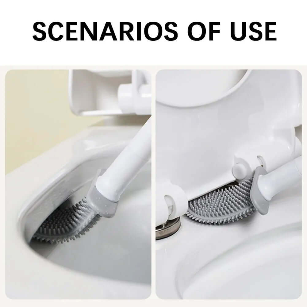 Silicone Toilet Brush with Holder Wall-Mounted Toilet Cleaning Brush Rubber Bristle Toilet Cleaner Brushes Bathroom Accessories
