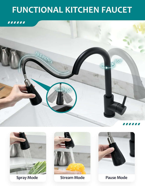 Load image into Gallery viewer, Black Kitchen Faucet with Pull down Sprayer for RV Sink,  Kitchen Sink Faucet Stainless Steel Laundry Single Handle Pull Out Kitchen Faucets Matte Black, Grifo Para Fregaderos De Cocina
