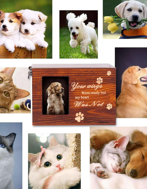 Load image into Gallery viewer, BZTSGJ Pet Urns for Dogs Cats Ashes, Loss Pet Memorial Remembrance Gift, Personalized Photo Frame Urns Wooden Pet Memorial Keepsake Cat Dog Memory Box with Black Flannel as Lining (118 Cubic Inches)

