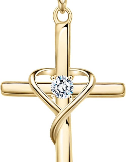 Load image into Gallery viewer, 925 Sterling Silver Cross Necklace for Women Men 5A CZ Birthstone Necklaces 14K Gold Plated or Rose Gold Necklace for Easter or Mother&#39;S Day
