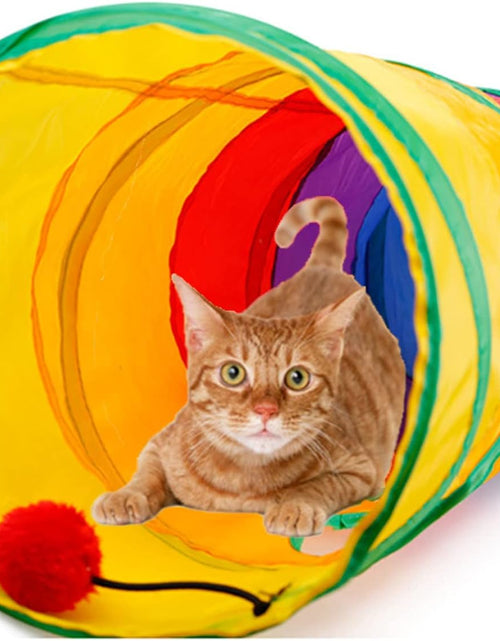 Load image into Gallery viewer, 24Pcs Cat Toys Kitten Interactive Pet Toys Assortments, Foldable Rainbow S-Tunnel, Cat Feather Teaser, Wand Interactive Feather Toy, Fluffy Mouse, Crinkle Balls, Bell Play for Cat, Puppy, Kitty, Kitten
