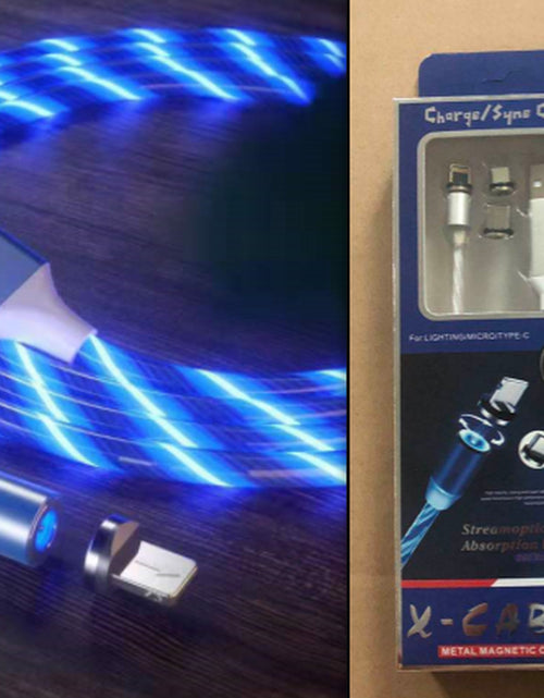 Load image into Gallery viewer, Magnetic Charging Cable Streamer Fast Charging Cable Lighting Micro USB Cable LED Magnet Charger Type-C Cable
