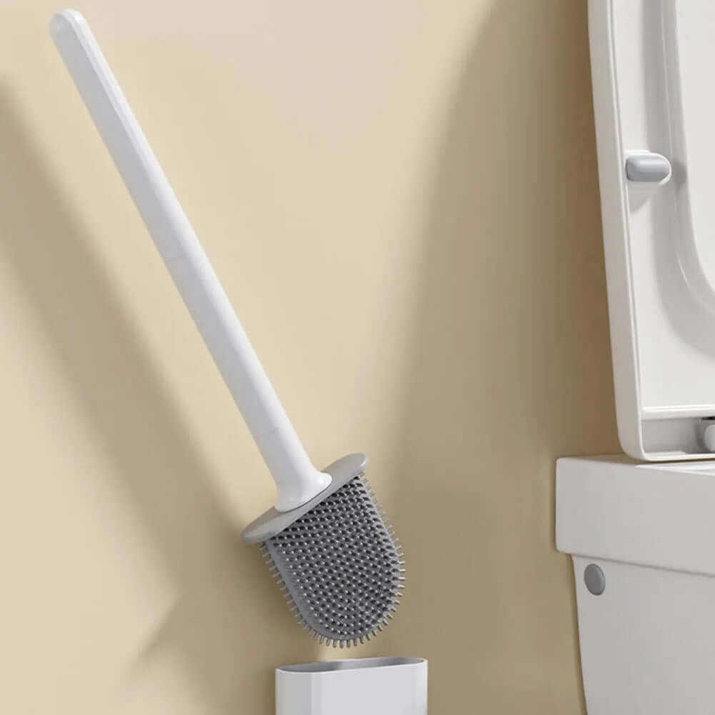 Silicone Toilet Brush with Holder Wall-Mounted Toilet Cleaning Brush Rubber Bristle Toilet Cleaner Brushes Bathroom Accessories