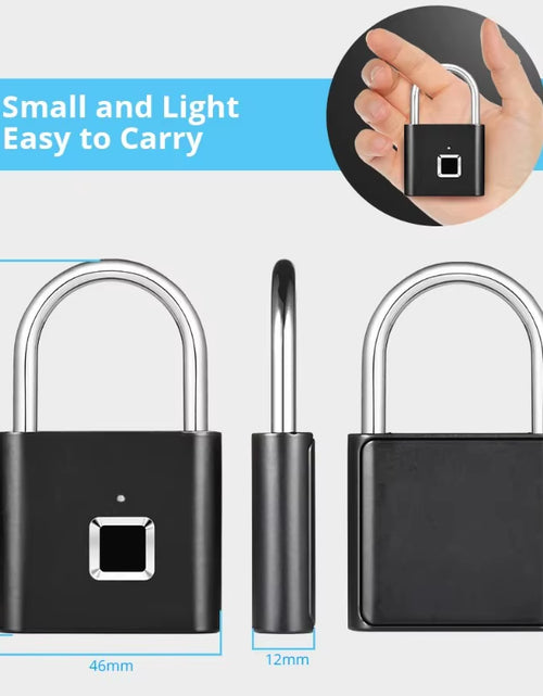 Load image into Gallery viewer, Fingerprint Lock Smart Padlock Thumbprint Door Padlocks Portable Anti-Theft Fingerprint Lock for Bag Drawer Suitcase
