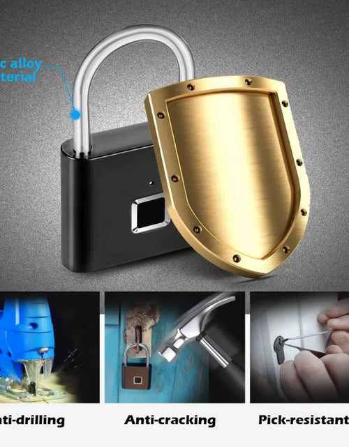 Load image into Gallery viewer, Fingerprint Lock Smart Padlock Thumbprint Door Padlocks Portable Anti-Theft Fingerprint Lock for Bag Drawer Suitcase
