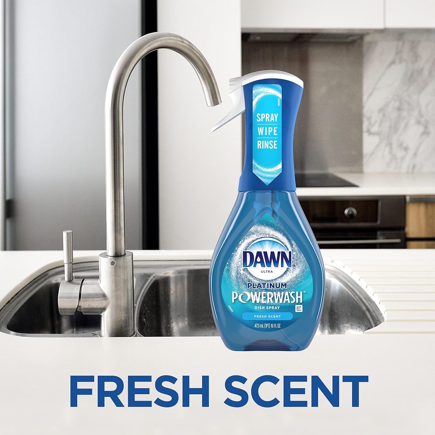 Platinum Powerwash Dish Spray, Dish Soap Liquid, Fresh Scent Bundle, 1 Spray (16Oz) + 3 Refills (16Oz Each)(Pack of 4)